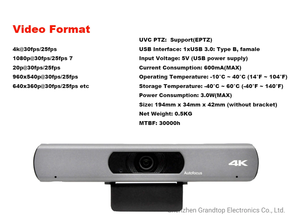 4K Ultra USB HDMI Video Conference Camera